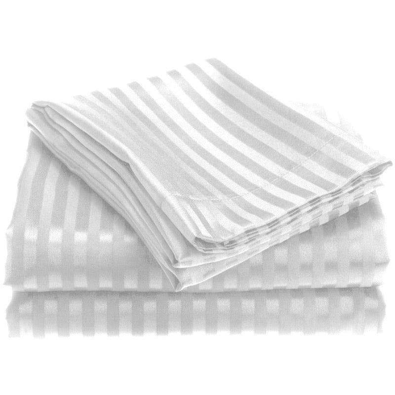 Wrinkle Resistant Embossed Ultra Soft Stripe Sheet Sets White / Twin 1800EMSHT-TWN-WT